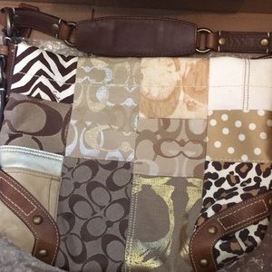 Coach single strap multicolor canvas/leather tote